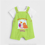 Party Of My House - Its Dad's Birthday Imprinted Baby Dungaree Set - GREEN - 0 - 5 Months Old (Chest 18")