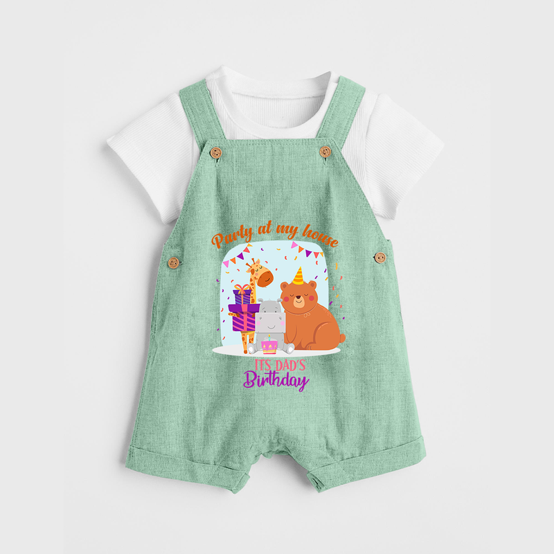 Daddy Birthday Dungaree Set for Babies | Soft & Breathable Cotton Dungaree Set - MINT GREEN - 0 - 5 Months Old (Chest 18")