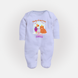 Party Of My House - Its Dad's Birthday Imprinted Baby Sleep Suit - BABY BLUE - New Born (Chest 7.5")