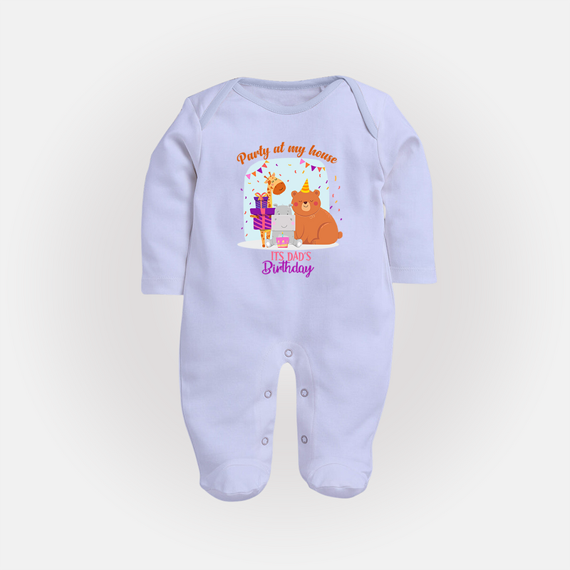 Daddy Birthday Jumpsuit/Bodysuit for Babies | Soft & Breathable Cotton Sleep Suit/Full Sleeve Romper - BABY BLUE - New Born (Chest 7.5")