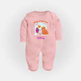 Party Of My House - Its Dad's Birthday Imprinted Baby Sleep Suit - BABY PINK - New Born (Chest 7.5")