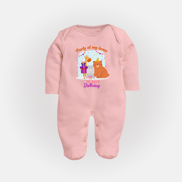Daddy Birthday Jumpsuit/Bodysuit for Babies | Soft & Breathable Cotton Sleep Suit/Full Sleeve Romper - BABY PINK - New Born (Chest 7.5")