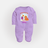 Party Of My House - Its Dad's Birthday Imprinted Baby Sleep Suit - LILAC - New Born (Chest 7.5")