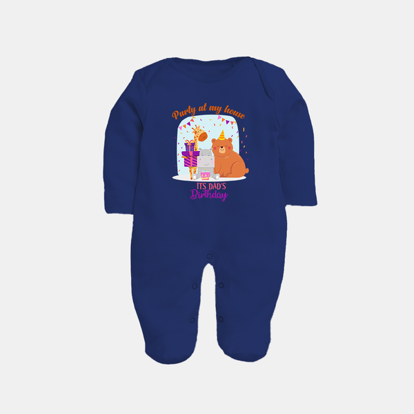 Daddy Birthday Jumpsuit/Bodysuit for Babies | Soft & Breathable Cotton Sleep Suit/Full Sleeve Romper - NAVY BLUE - New Born (Chest 7.5")