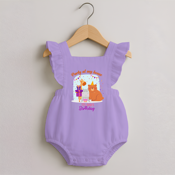Daddy Birthday Romper Frock for Babies | Soft & Breathable Cotton Romper Frock - LILAC - 0 - 3 Months Old (Chest 19")