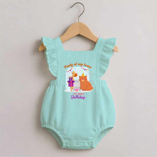 Daddy Birthday Romper Frock for Babies | Soft & Breathable Cotton Romper Frock - MINT GREEN - 0 - 3 Months Old (Chest 19")