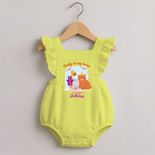 Daddy Birthday Romper Frock for Babies | Soft & Breathable Cotton Romper Frock - PASTEL YELLOW - 0 - 3 Months Old (Chest 19")