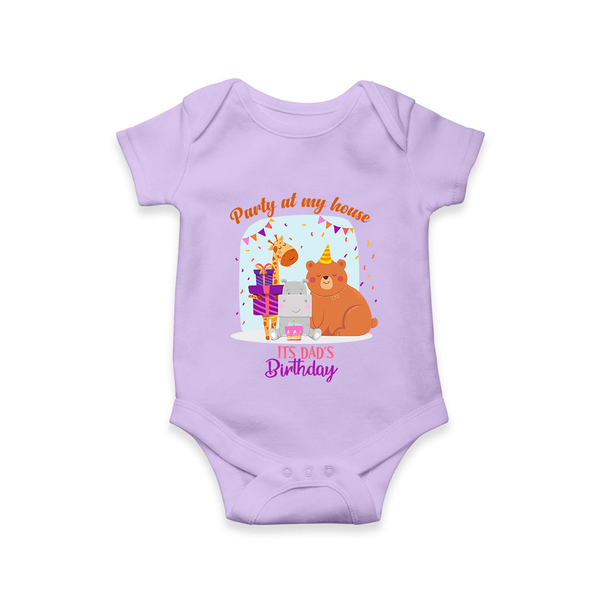 Daddy Birthday Romper/Onesie for Babies | Soft & Breathable Cotton Romper/Bodysuit - LILAC - 0 - 3 Months Old (Chest 16")