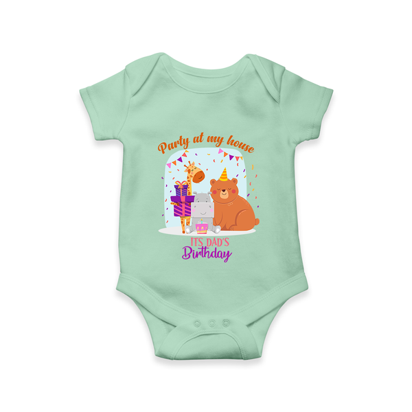 Daddy Birthday Romper/Onesie for Babies | Soft & Breathable Cotton Romper/Bodysuit - MINT GREEN - 0 - 3 Months Old (Chest 16")