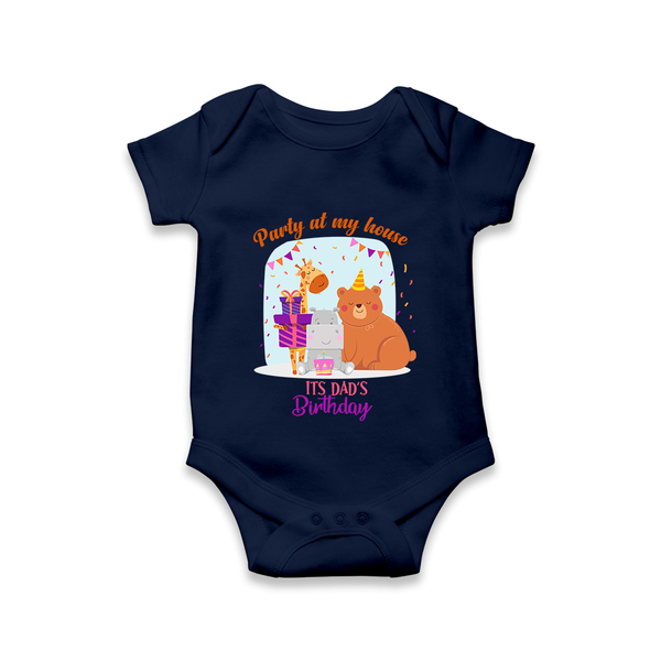 Daddy Birthday Romper/Onesie for Babies | Soft & Breathable Cotton Romper/Bodysuit - NAVY BLUE - 0 - 3 Months Old (Chest 16")