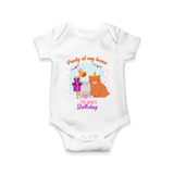 Party Of My House - Its Dad's Birthday Imprinted Baby Romper - WHITE - 0 - 3 Months Old (Chest 16")