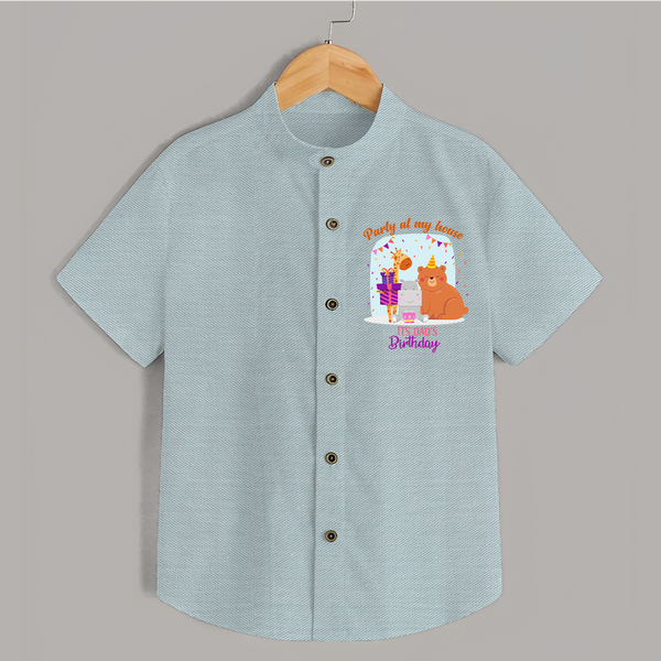 Party Of My House - Its Dad's Birthday Imprinted Shirt - ARCTIC BLUE - 0 - 6 Months Old (Chest 23")