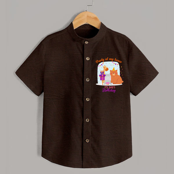 Daddy Birthday Shirt for Babies | Soft & Breathable Cotton Shirt - CHOCOLATE BROWN - 0 - 6 Months Old (Chest 23")