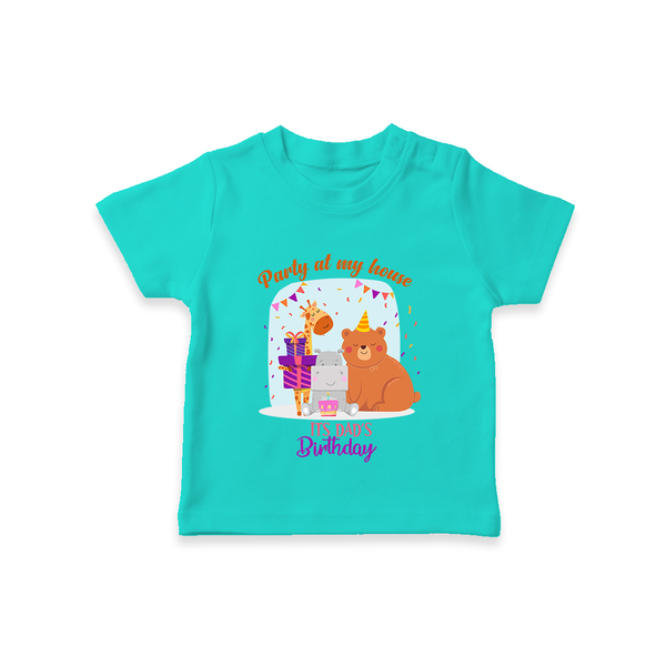 Daddy Birthday T-Shirt for Babies | Soft & Breathable Cotton T-Shirt - TEAL - 0-5 Months Old (Chest 17")