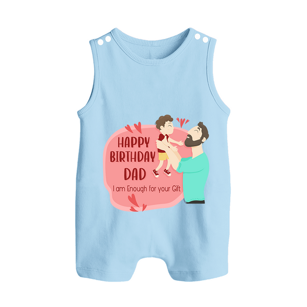 Special Baby Gift for Dad's Birthday | Personalized Infant Romper/Sleeveless Romper - BABY BLUE - 0 - 5 Months Old (Chest 18")