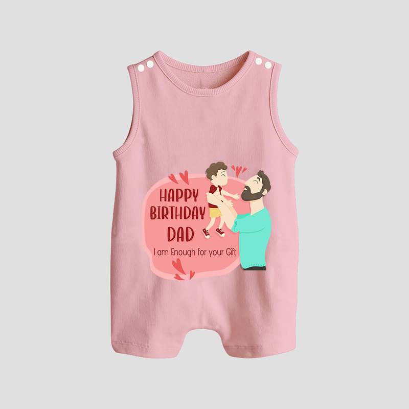 "Adorable Baby Romper Suit - Celebrate DadÕs Birthday With Love" - BABY PINK - 0 - 5 Months Old (Chest 18")