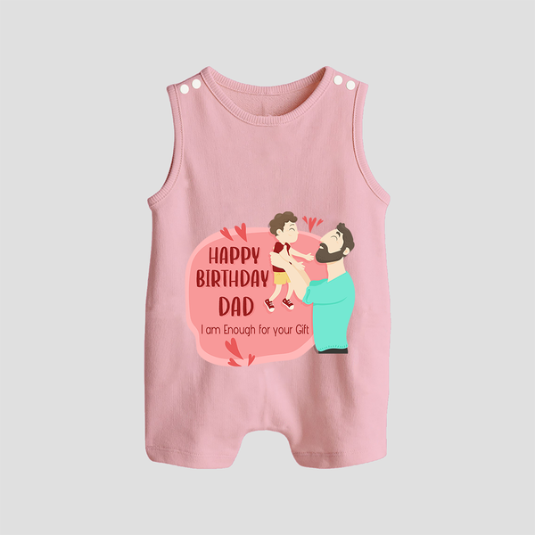 Special Baby Gift for Dad's Birthday | Personalized Infant Romper/Sleeveless Romper - BABY PINK - 0 - 5 Months Old (Chest 18")
