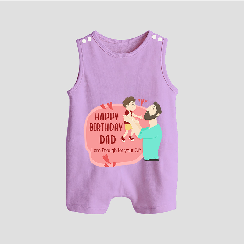 "Adorable Baby Romper Suit - Celebrate DadÕs Birthday With Love" - LILAC - 0 - 5 Months Old (Chest 18")