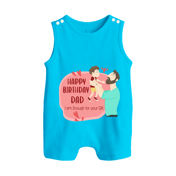 Special Baby Gift for Dad's Birthday | Personalized Infant Romper/Sleeveless Romper - SKY BLUE - 0 - 5 Months Old (Chest 18")