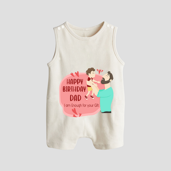 Special Baby Gift for Dad's Birthday | Personalized Infant Romper/Sleeveless Romper - WHITE - 0 - 5 Months Old (Chest 18")