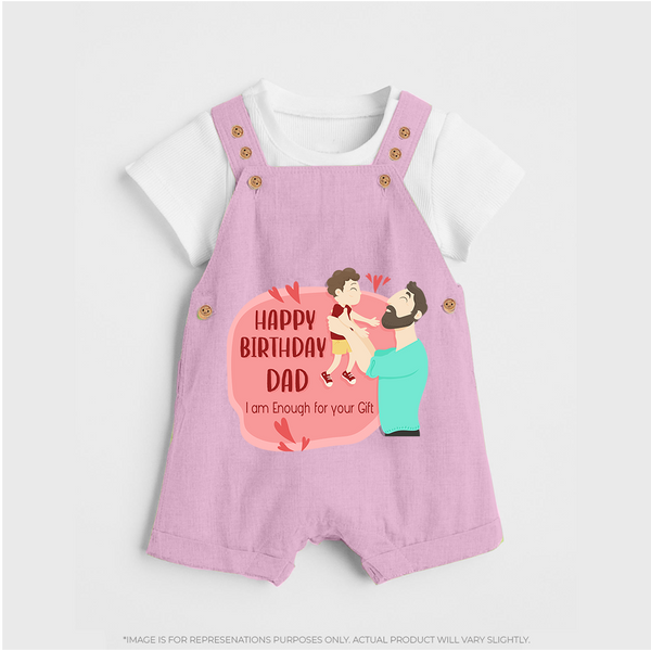 Special Baby Gift for Dad's Birthday | Personalized Infant Dungaree Set - BABY PINK - 0 - 5 Months Old (Chest 18")