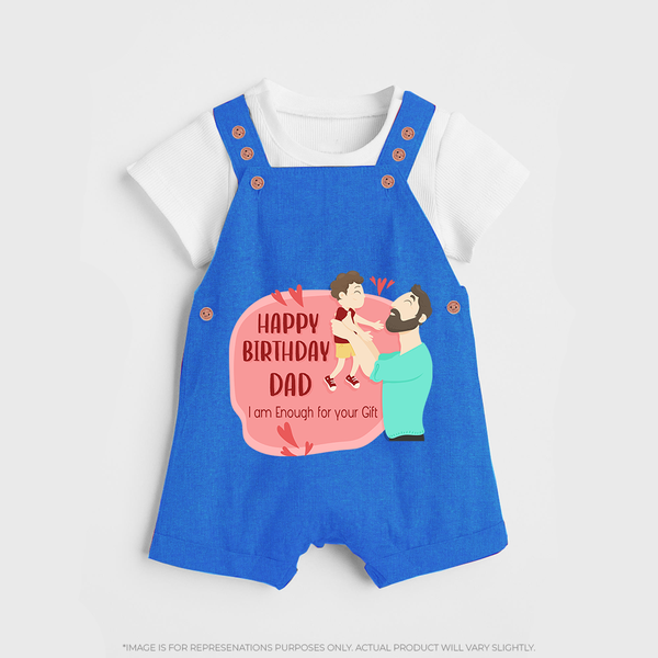 Special Baby Gift for Dad's Birthday | Personalized Infant Dungaree Set - COBALT BLUE - 0 - 5 Months Old (Chest 18")