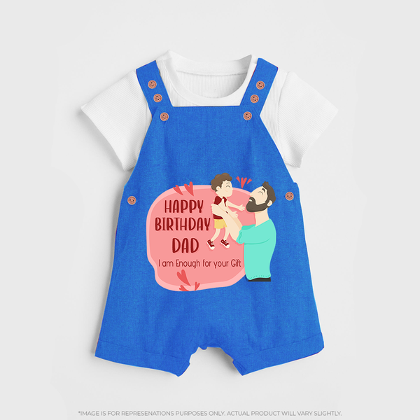 "Adorable Baby Dungaree Set - Celebrate DadÕs Birthday With Love" - COBALT BLUE - 0 - 5 Months Old (Chest 18")