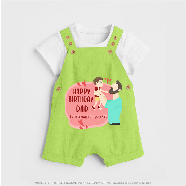 Special Baby Gift for Dad's Birthday | Personalized Infant Dungaree Set - GREEN - 0 - 5 Months Old (Chest 18")