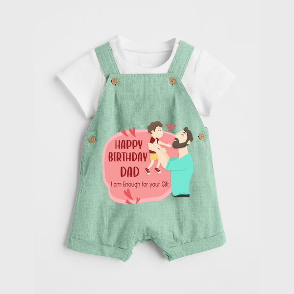 Special Baby Gift for Dad's Birthday | Personalized Infant Dungaree Set - MINT GREEN - 0 - 5 Months Old (Chest 18")