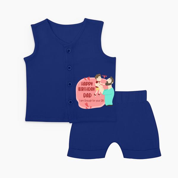 Special Baby Gift for Dad's Birthday | Personalized Infant Jabla Set - NAVY BLUE - 0 - 3 Months Old (Chest 9.8")