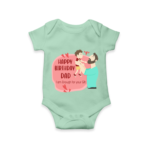 Special Baby Gift for Dad's Birthday | Personalized Infant Romper/Onesie - MINT GREEN - 0 - 3 Months Old (Chest 16")