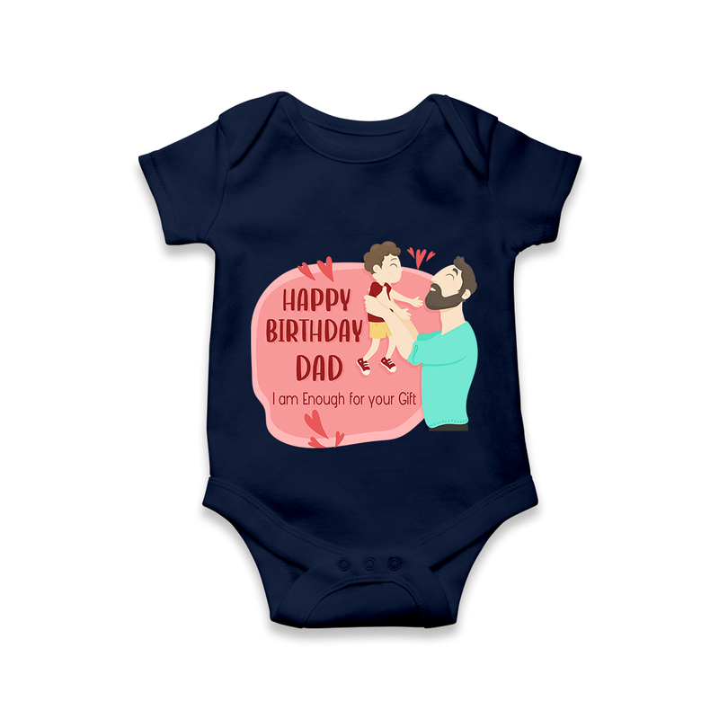 Special Baby Gift for Dad's Birthday | Personalized Infant Romper/Onesie - NAVY BLUE - 0 - 3 Months Old (Chest 16")