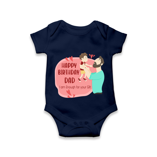 Special Baby Gift for DadÕs Birthday | Personalized Infant Romper/Onesie - NAVY BLUE - 0 - 3 Months Old (Chest 16")