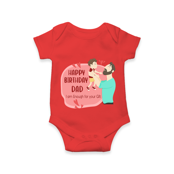 Special Baby Gift for DadÕs Birthday | Personalized Infant Romper/Onesie - RED - 0 - 3 Months Old (Chest 16")