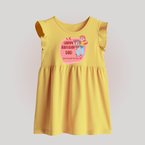 Baby Frock with Happy Birthday Dad Print | Ideal Keepsake for New Dads - PASTEL YELLOW - 0 - 3 Months Old (Chest 17")