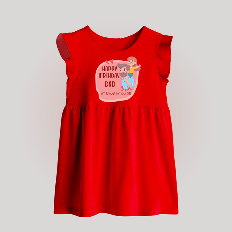 Baby Frock with Happy Birthday Dad Print | Ideal Keepsake for New Dads - RED - 0 - 3 Months Old (Chest 17")