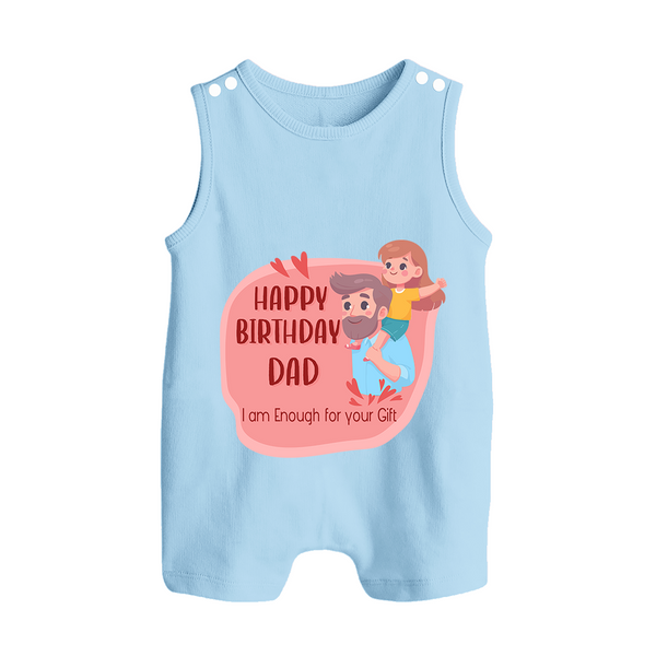 Romper/Sleeveless Romper with Happy Birthday Dad Print | Ideal Keepsake for New Dads - BABY BLUE - 0 - 5 Months Old (Chest 18")