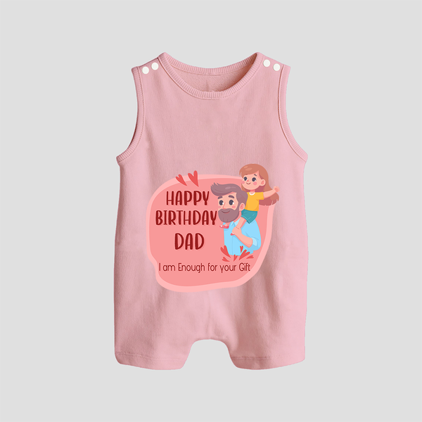 Romper/Sleeveless Romper with Happy Birthday Dad Print | Ideal Keepsake for New Dads - BABY PINK - 0 - 5 Months Old (Chest 18")