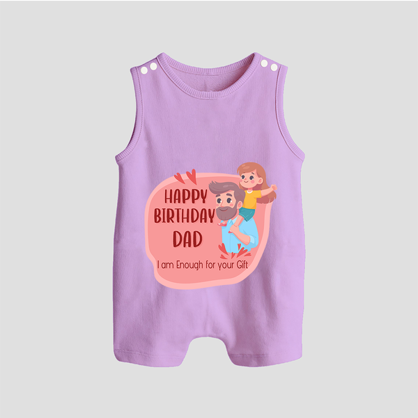 Romper/Sleeveless Romper with Happy Birthday Dad Print | Ideal Keepsake for New Dads - LILAC - 0 - 5 Months Old (Chest 18")