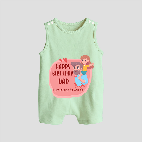 Romper/Sleeveless Romper with Happy Birthday Dad Print | Ideal Keepsake for New Dads - MINT GREEN - 0 - 5 Months Old (Chest 18")