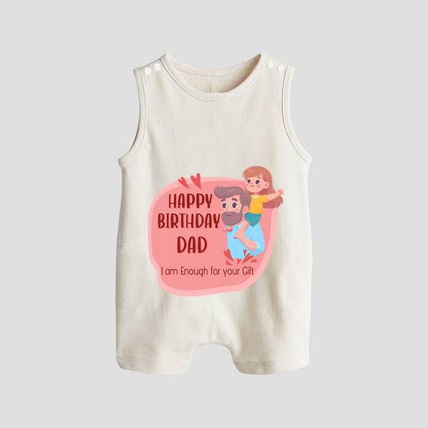 Romper/Sleeveless Romper with Happy Birthday Dad Print | Ideal Keepsake for New Dads - WHITE - 0 - 5 Months Old (Chest 18")