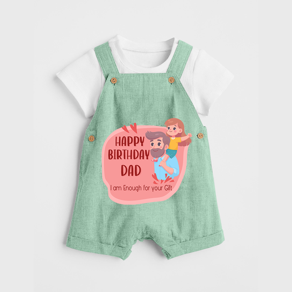 Dungaree Set with Happy Birthday Dad Print | Ideal Keepsake for New Dads - MINT GREEN - 0 - 5 Months Old (Chest 18")