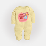 "Happy Birthday Dad - The Cutest Baby Sleep Suit For Heartfelt Memories" - PASTEL YELLOW - New Born (Chest 7.5")