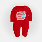 "Happy Birthday Dad - The Cutest Baby Sleep Suit For Heartfelt Memories" - RED - New Born (Chest 7.5")