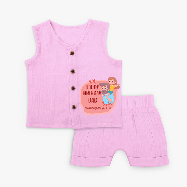 Jabla Set with Happy Birthday Dad Print | Ideal Keepsake for New Dads - BABY PINK - 0 - 3 Months Old (Chest 9.8")