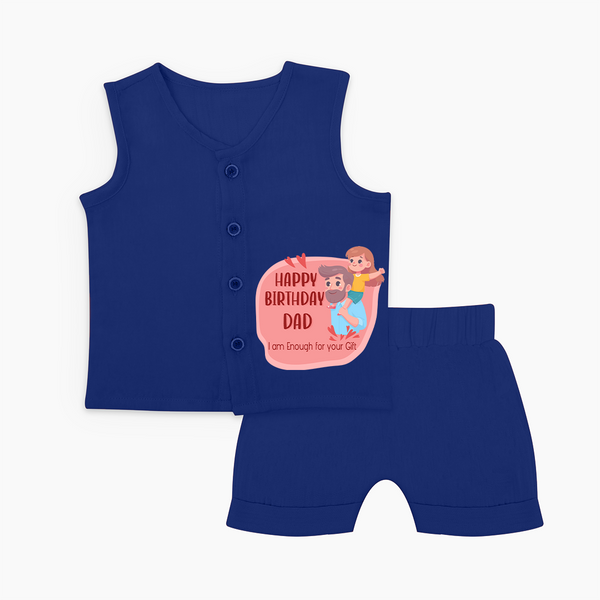 Jabla Set with Happy Birthday Dad Print | Ideal Keepsake for New Dads - NAVY BLUE - 0 - 3 Months Old (Chest 9.8")