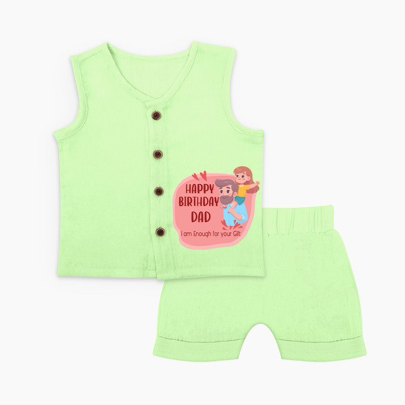 "Happy Birthday Dad - The Cutest Baby Jabla Set For Heartfelt Memories" - PASTEL GREEN - 0 - 3 Months Old (Chest 9.8")