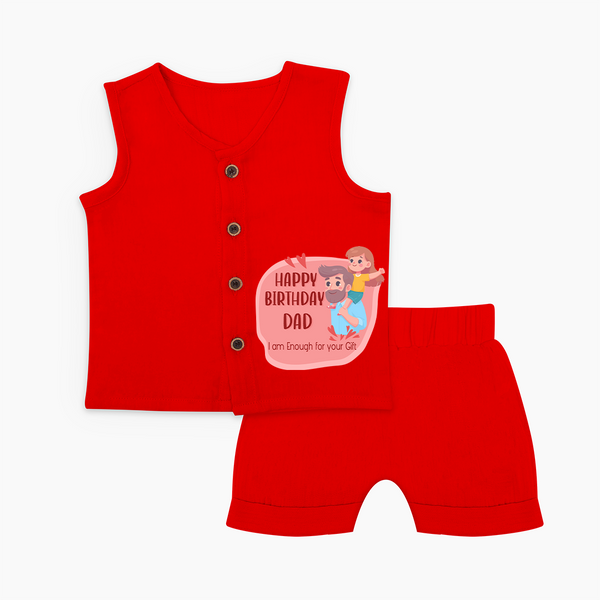 Jabla Set with Happy Birthday Dad Print | Ideal Keepsake for New Dads - RED - 0 - 3 Months Old (Chest 9.8")