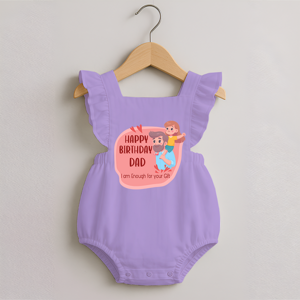 Romper Frock with Happy Birthday Dad Print | Ideal Keepsake for New Dads - LILAC - 0 - 3 Months Old (Chest 19")