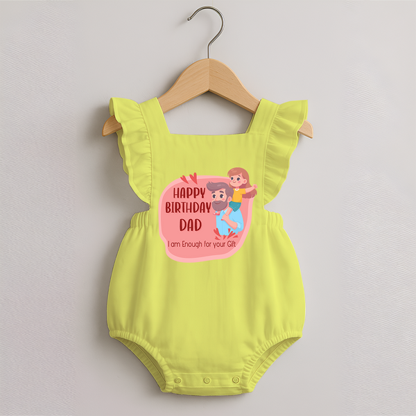 Romper Frock with Happy Birthday Dad Print | Ideal Keepsake for New Dads - PASTEL YELLOW - 0 - 3 Months Old (Chest 19")